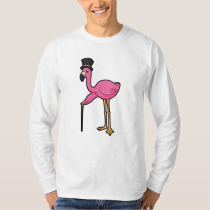T-shirt Flamant rose comme Groom avec Casquette & canne