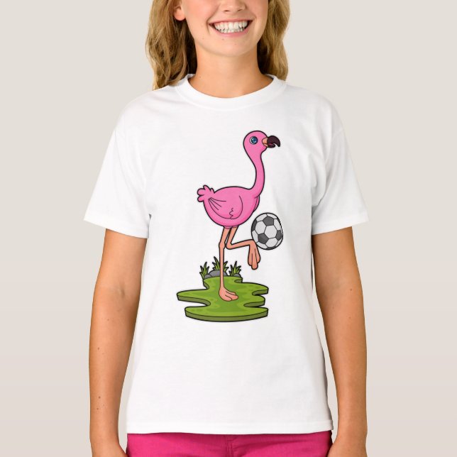 T-shirt Flamant rose comme joueur de football avec Soccer (Devant)