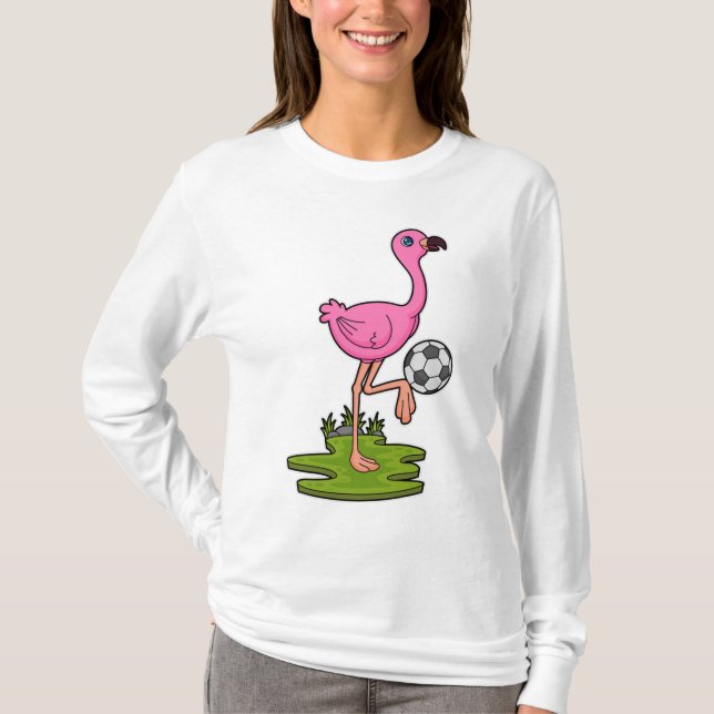 T-shirt Flamant rose comme joueur de football avec Soccer (Devant)