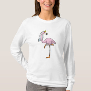 T-shirt Flamant rose comme Mariée au Mariage avec Voile