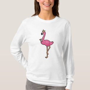 T-shirt Flamant rose comme roi avec la Couronne et le pers