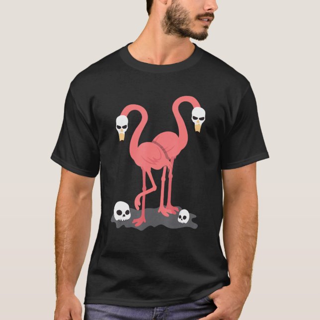 T-shirt Flamant rose cool Oiseau Oiseau Crânes Amusants (Devant)