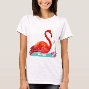 T-shirt Flamant rose corail & fleurs