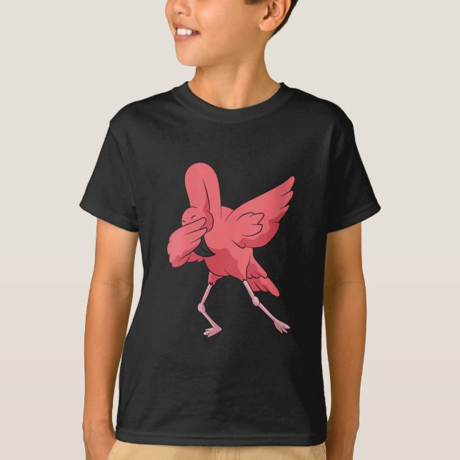 T-shirt Flamant rose Dabbing Flamant rose Bird Cute (Devant)