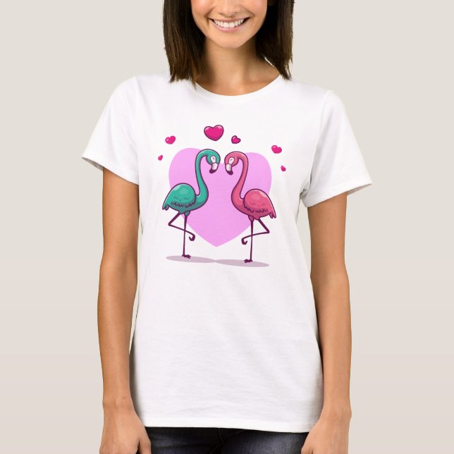 T-shirt Flamant rose d'amour cadeau de la Saint-Valentin (Devant)