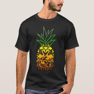 T-shirt Flamant rose d'ananas Plage exotique Hawaï Été