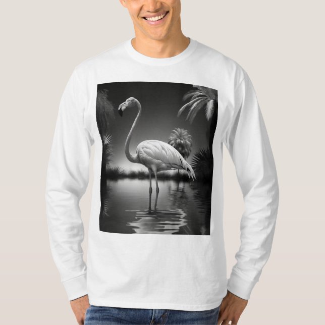 T-shirt Flamant rose dans une piscine (Devant)