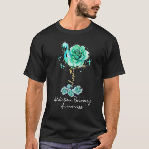 T-shirt Flamant rose de fleurs Espérer Turquoise dépendanc