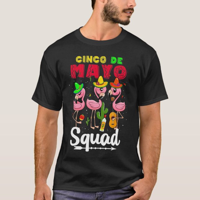 T-shirt Flamant rose de la brigade Cinco de Mayo (Devant)