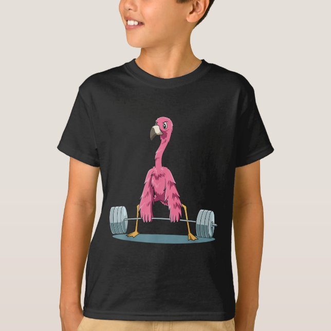 T-shirt Flamant rose de levage de poids Flamant rose de le (Devant)