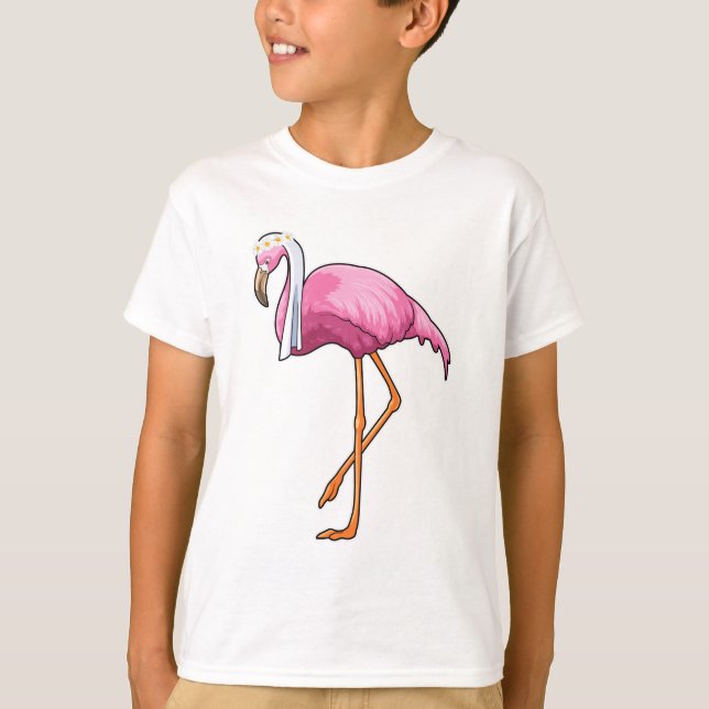T-shirt Flamant rose de mariée avec voile (Devant)