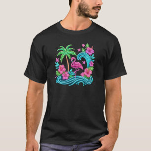 T-shirt Flamant rose de néon tropical