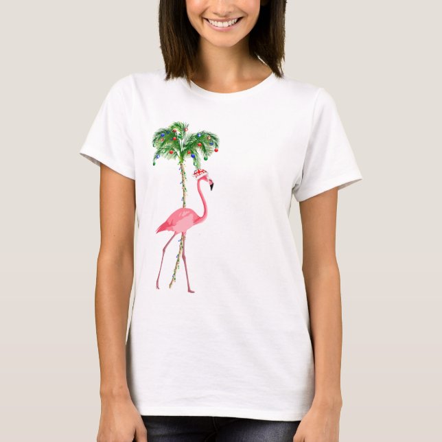 T-shirt Flamant rose de Noël (Devant)