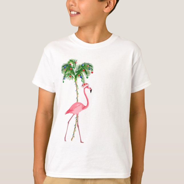 T-shirt Flamant rose de Noël (Devant)