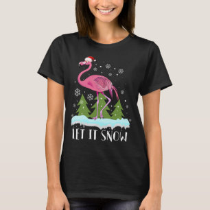 T-shirt Flamant rose De Noël Avec Chapeau De Père Noël, La