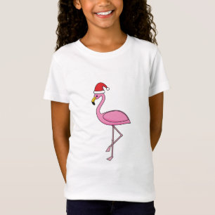 T-Shirt Flamant rose de Noël avec Santa Hat