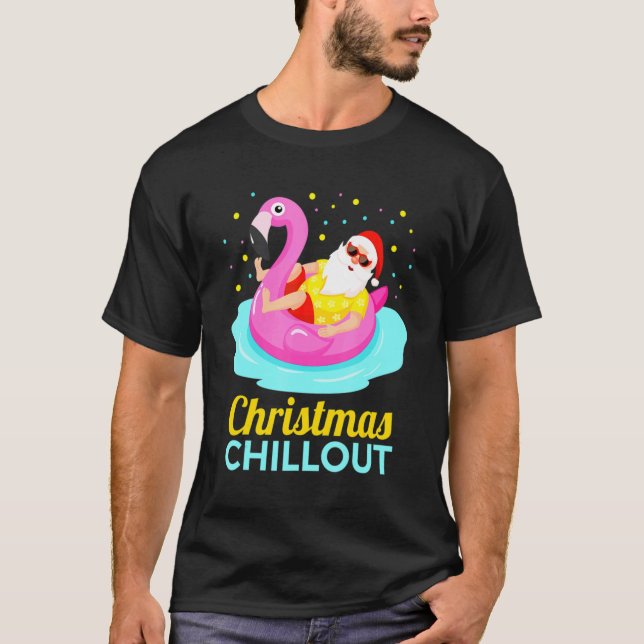 T-shirt Flamant rose de Noël Conception du chillout (Devant)