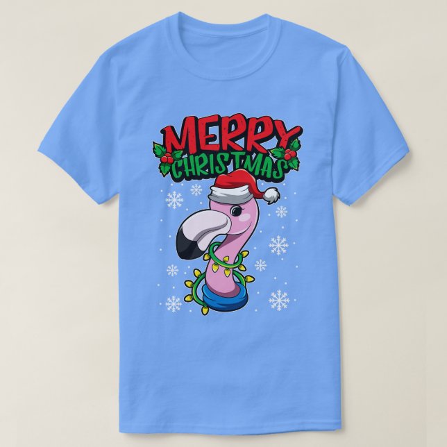 T-shirt Flamant rose de Noël Sweet Christmas Animaux (Design devant)