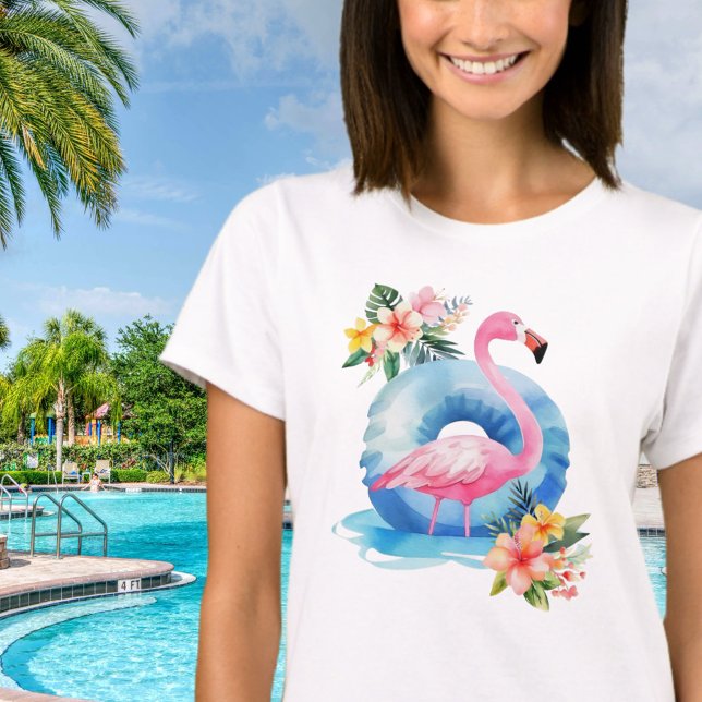 T-shirt Flamant rose de piscine d'été (Créateur téléchargé)