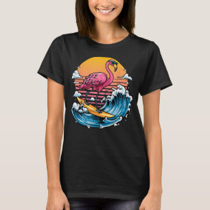 T-shirt Flamant rose de surf Chemise été Surfer Hawaiian r