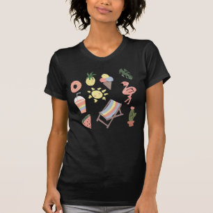 T-shirt Flamant Rose Dessins à la Main pour l'Été