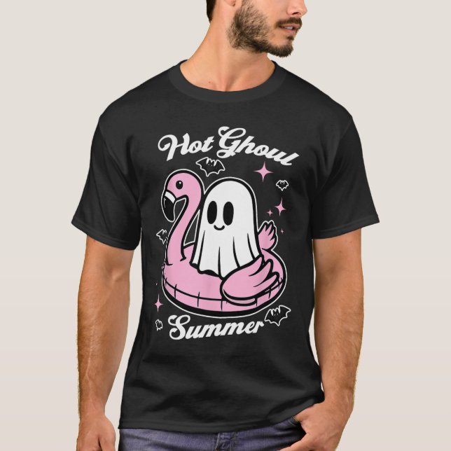 T-shirt Flamant rose d'été de Hot Ghoul Ghost Summerween (Devant)