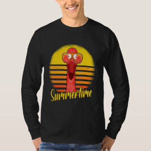 T-shirt Flamant rose d'été Retro Sunset Beach Vacances Fl