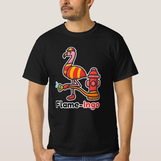 T-shirt Flamant rose du service des incendies Funny Animal (Devant)
