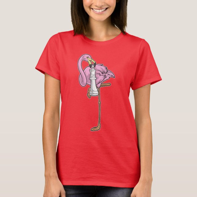 T-shirt Flamant rose Échecs King Chess (Devant)