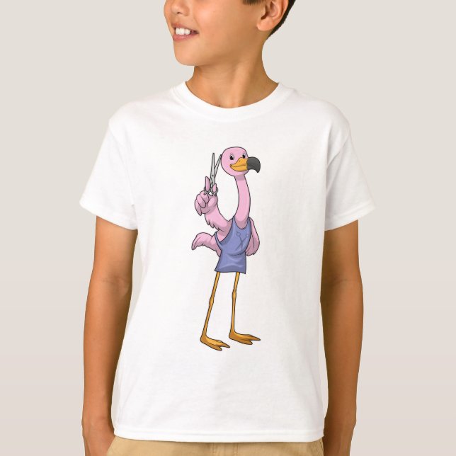 T-shirt Flamant rose en coiffeur avec ciseaux (Devant)