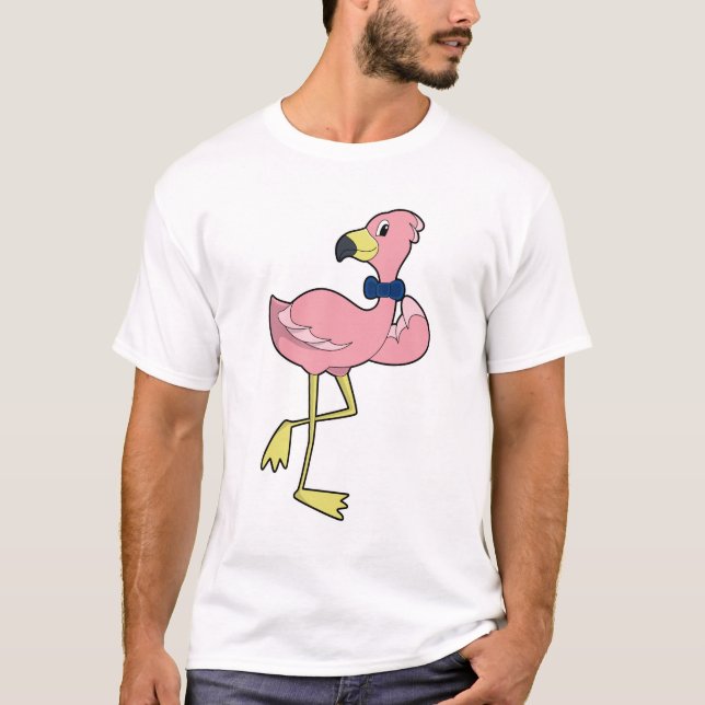 T-shirt Flamant rose en tant que Gentleman avec Cravate (Devant)