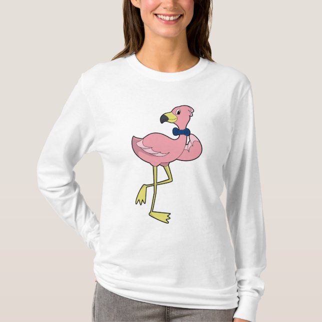 T-shirt Flamant rose en tant que Gentleman avec Cravate (Devant)