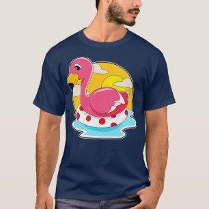 T-shirt Flamant rose en train de nager avec un bouée de sa