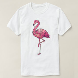 T-shirt Flamant Rose en Verre Coloré Faux Mosaïque