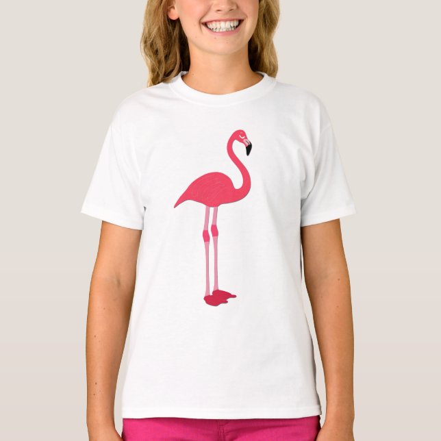 T-shirt Flamant Rose Enfants Blanc (Devant)