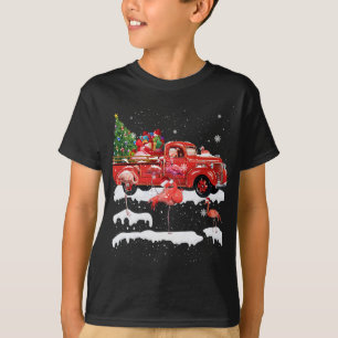 T-shirt Flamant rose équitation Camion Rouge Joyeux Noël N