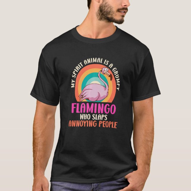 T-shirt Flamant rose Esprit animal qui gifle les gens Sarc (Devant)