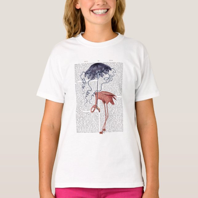 T-shirt Flamant rose et parasol (Devant)