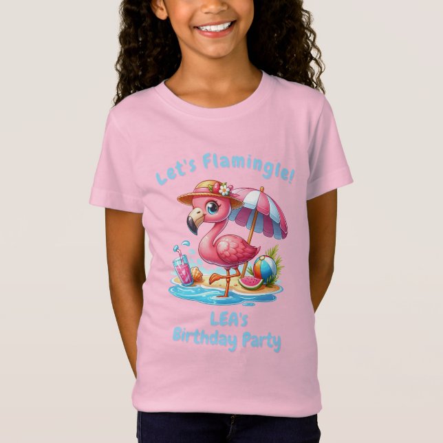 T-shirt Flamant Rose Fille d'Anniversaire | Faison (Devant)