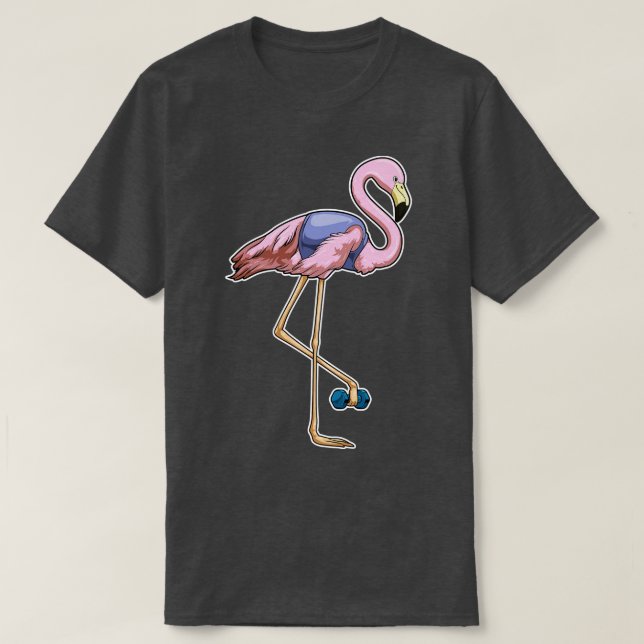 T-shirt Flamant rose Fitness Dumbbell (Design devant)