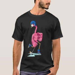 T-shirt Flamant rose Flamant rose de hockey Jouer Flamant