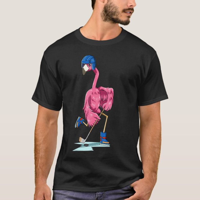 T-shirt Flamant rose Flamant rose de hockey Jouer Flamant  (Devant)