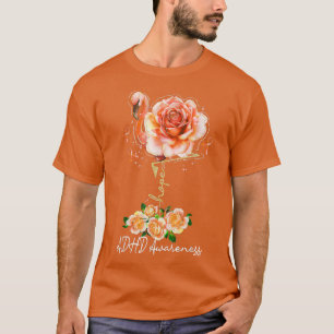 T-shirt Flamant rose Fleur Hope Orange Ribbon ADHD Sensibi