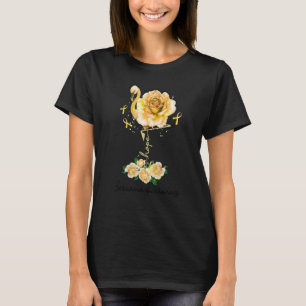 T-shirt Flamant rose Fleur Hope Ruban Jaune Sarcoma Award