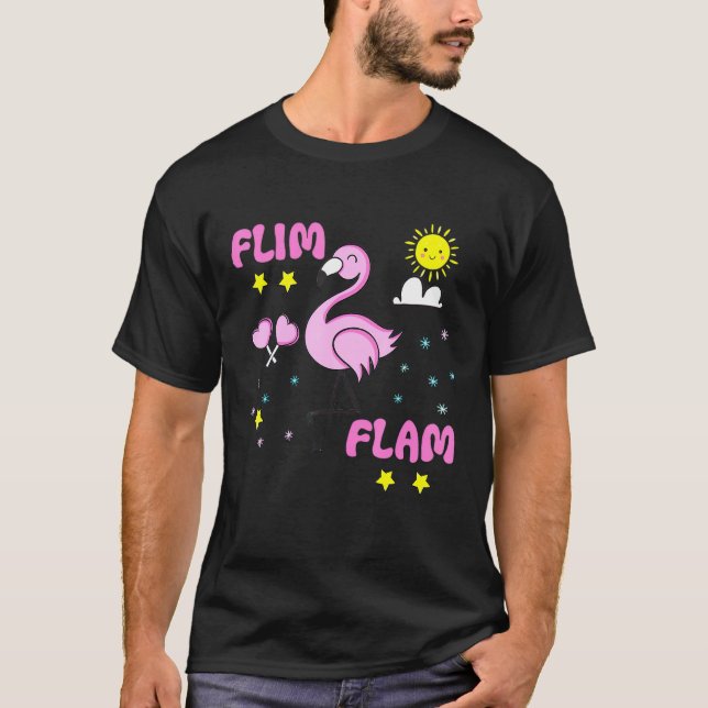 T-shirt Flamant rose Flim Flam Love Flamant rose Tee (Devant)