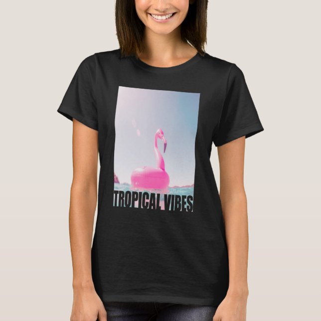 T-shirt Flamant rose Floatical Tropical Vibes Beach Pool O (Devant)