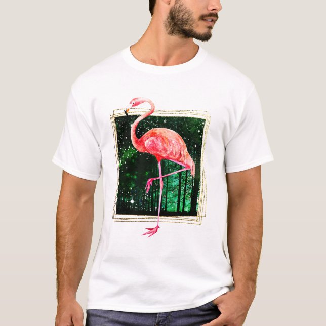 T-shirt Flamant rose Forêt Magique (Devant)