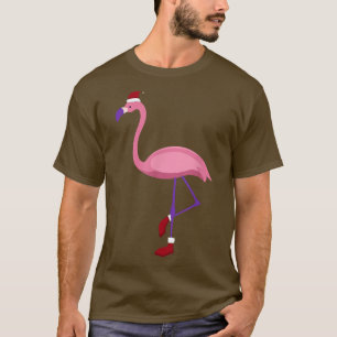 T-shirt Flamant rose Funny Santa Hat Père Noël Bottes Flam