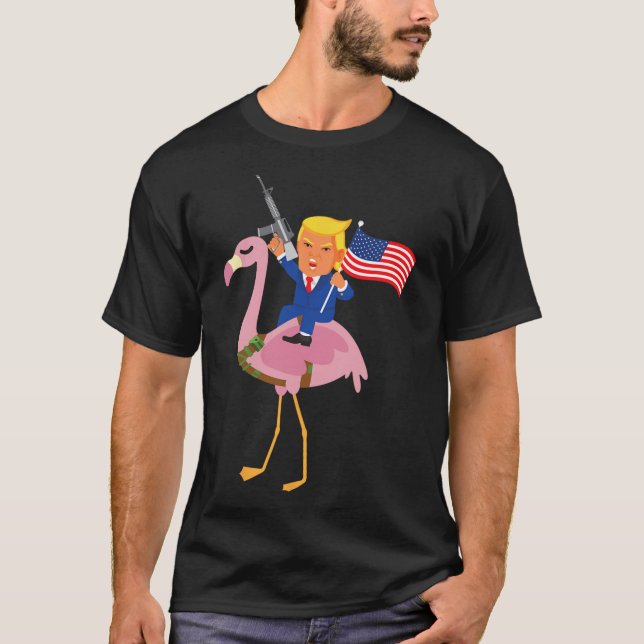T-shirt Flamant rose Gun Merica 2020 Election Maga Républi (Devant)