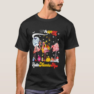 T-shirt Flamant rose Happy HalloThanksmas Halloween Thanks